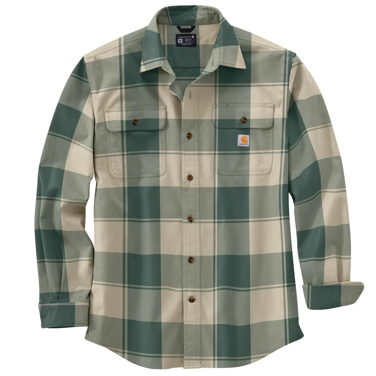 Loose Fit Heavy Weight Flannel Long-Sleeve Plaid Shirt 1