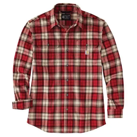 Loose Fit Heavy Weight Flannel Long-Sleeve Plaid Shirt 1