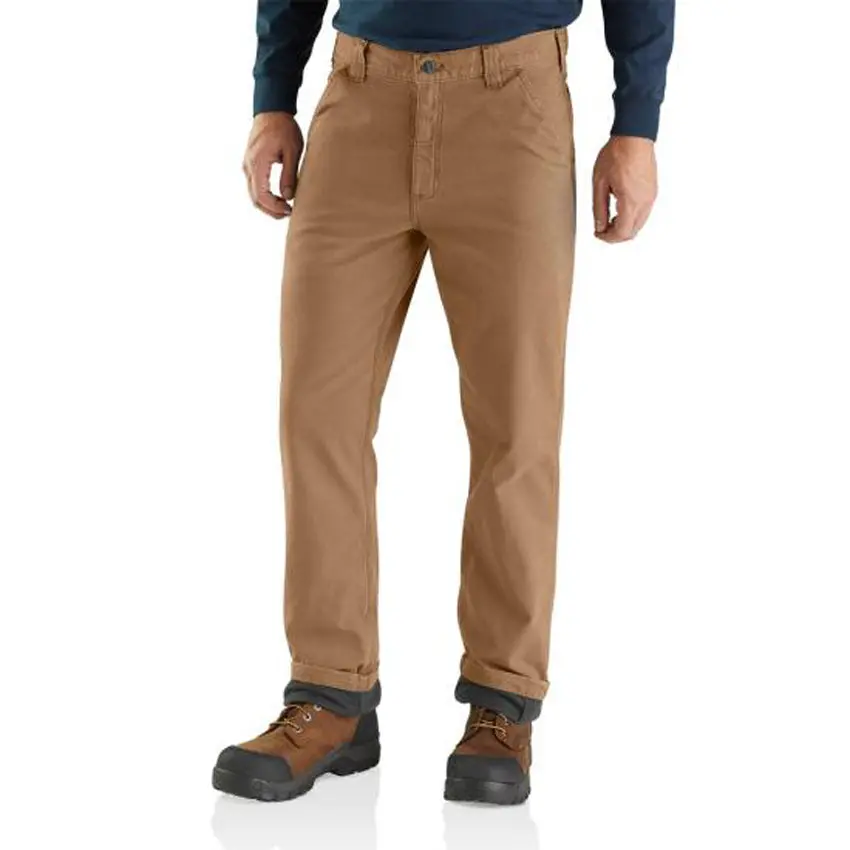 Men's Rugged Flex Relaxed Fit Canvas Flannel-Lined Utility Work Pant 1