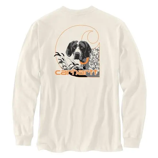 Men's Loose Fit Heavyweight Long-Sleeve Pocket Dog Graphic T-Shirt 1