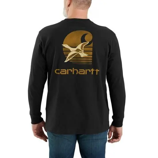 Men's Loose Fit Heavyweight Long-Sleeve Pocket Duck Graphic T-Shirt 1