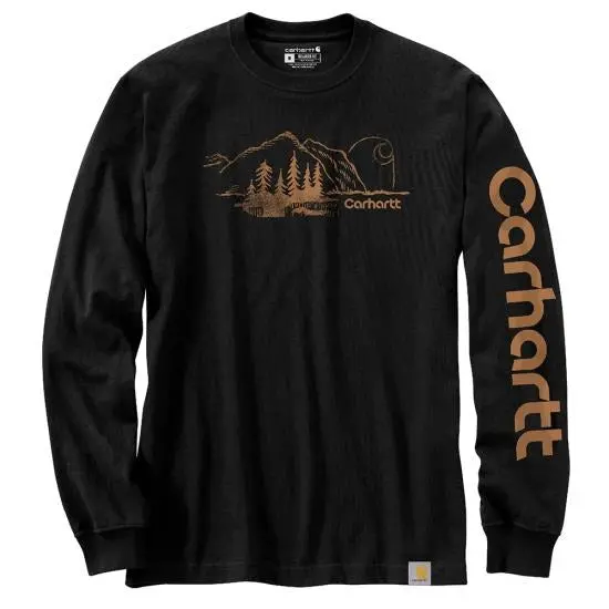 Men's Relaxed Fit Heavyweight Long-Sleeve Mountain Graphic T-Shirt 1