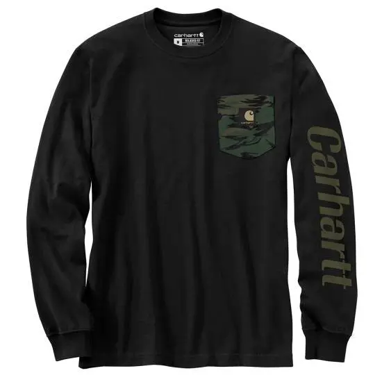 Men's Relaxed Fit Heavyweight Long-Sleeve Pocket Camo Graphic T-Shirt 1