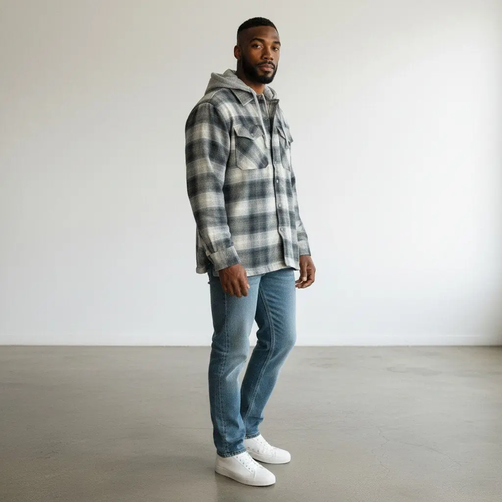 Men's Chuck Button Front Quilt Lined Hood 2