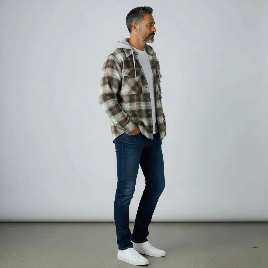 Men's Chuck Button Front Quilt Lined Hood 2