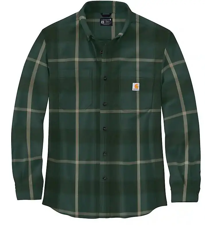 Relaxed Fit  Midweight Flannel Long-Sleeve Plaid Shirt Tall 1