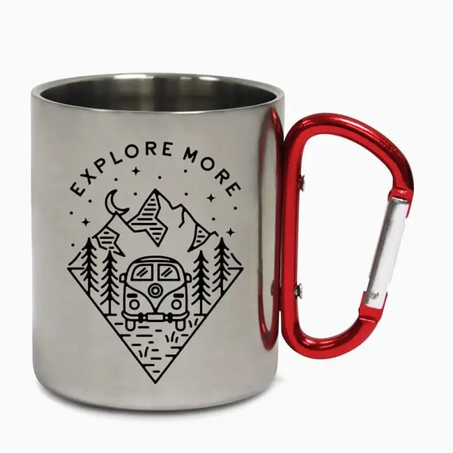 Explore More Carabiner Steel Camping Mug 1