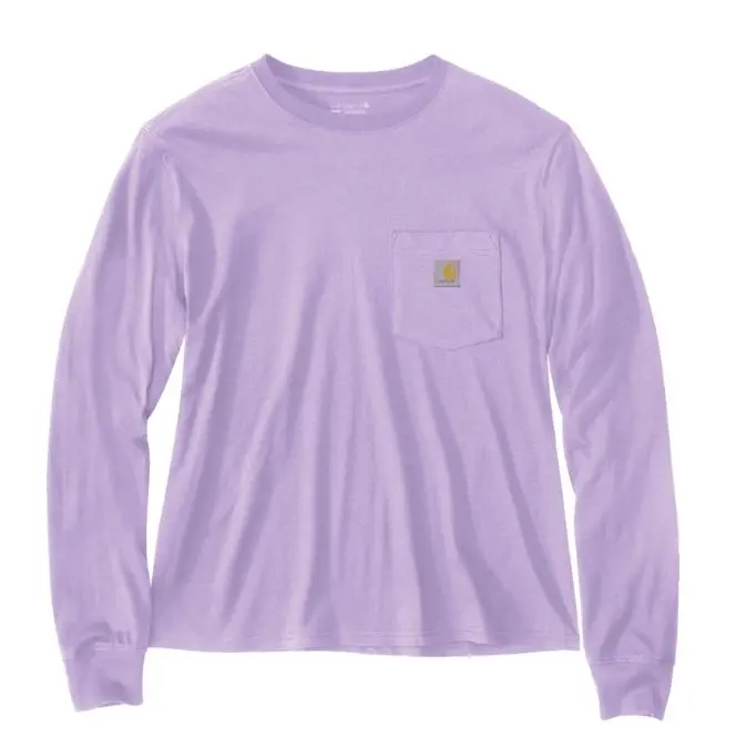 Women's Loose Fit Lightweight Long-Sleeve Crewneck Pocket T-Shirt 1
