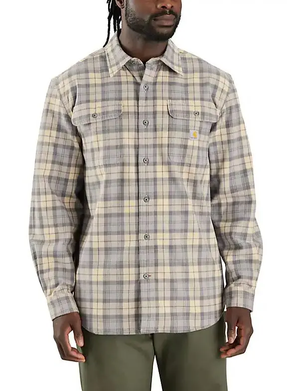 Loose Fit Heavy Weight Flannel Long-Sleeve Plaid Shirt - (Tall) 1