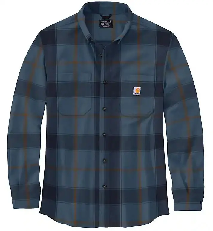 Relaxed Fit  Midweight Flannel Long-Sleeve Plaid Shirt 1