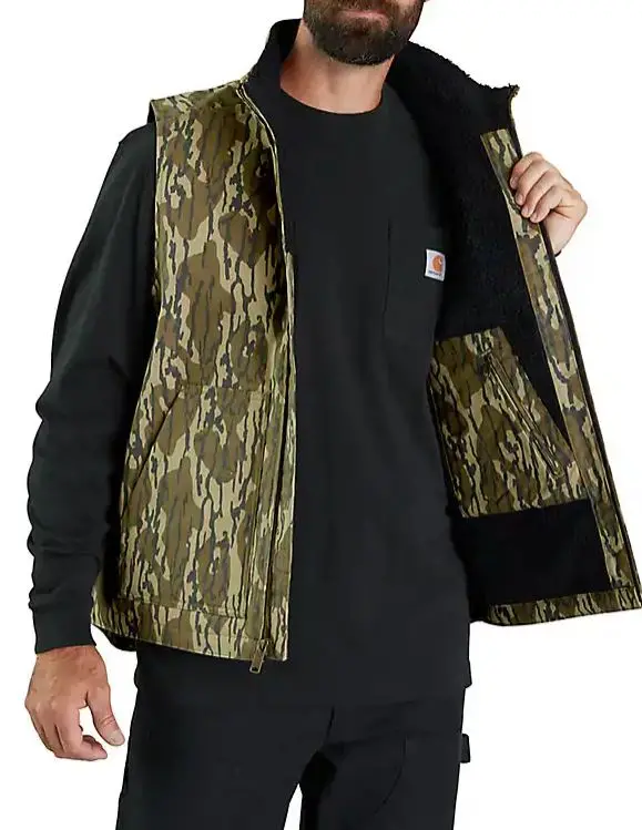 Rugged Flex Duck Loose Fit Sherpa-Lined Camo Mock-Neck Vest 3