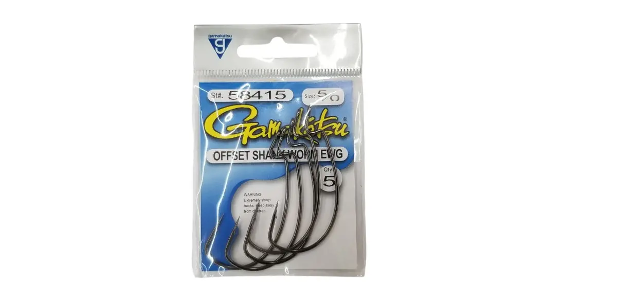 Offset Shank Extra Wide Gap Worm Hook - 5/0 (5 Pack) 1