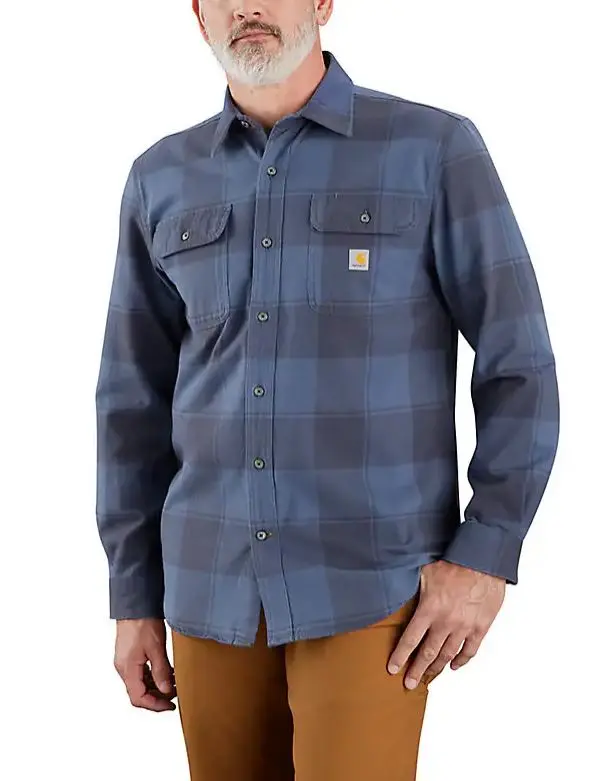 Loose Fit Heavy Weight Flannel Long-Sleeve Plaid Shirt - (Big) 1