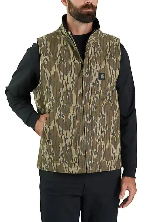 Rugged Flex Duck Loose Fit Sherpa-Lined Camo Mock-Neck Vest 1
