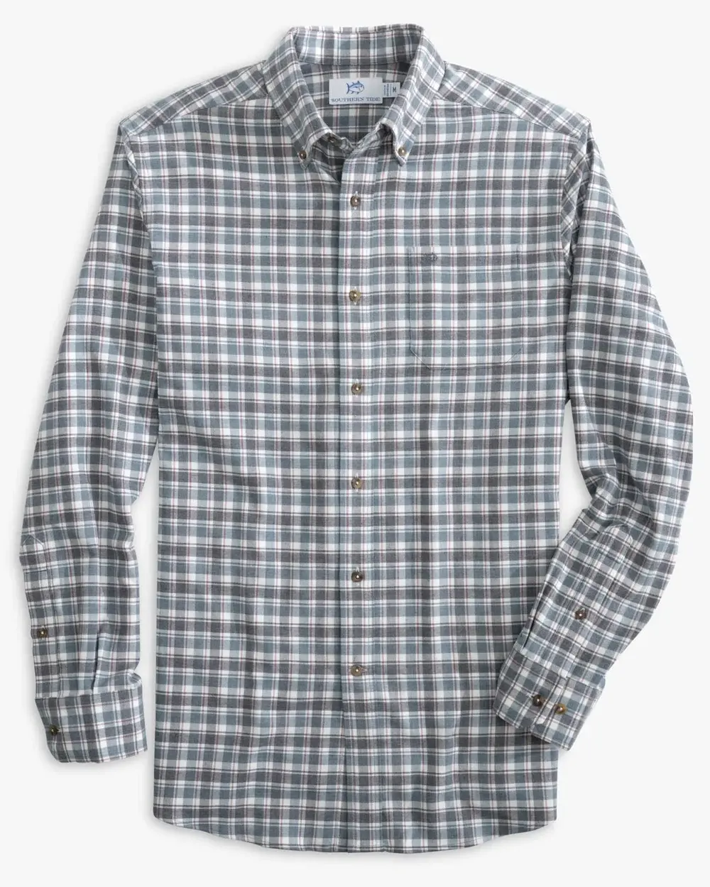 Men's Long Sleeve Intercostal Flannel Chipely Plaid Hthr Sportshirt 1