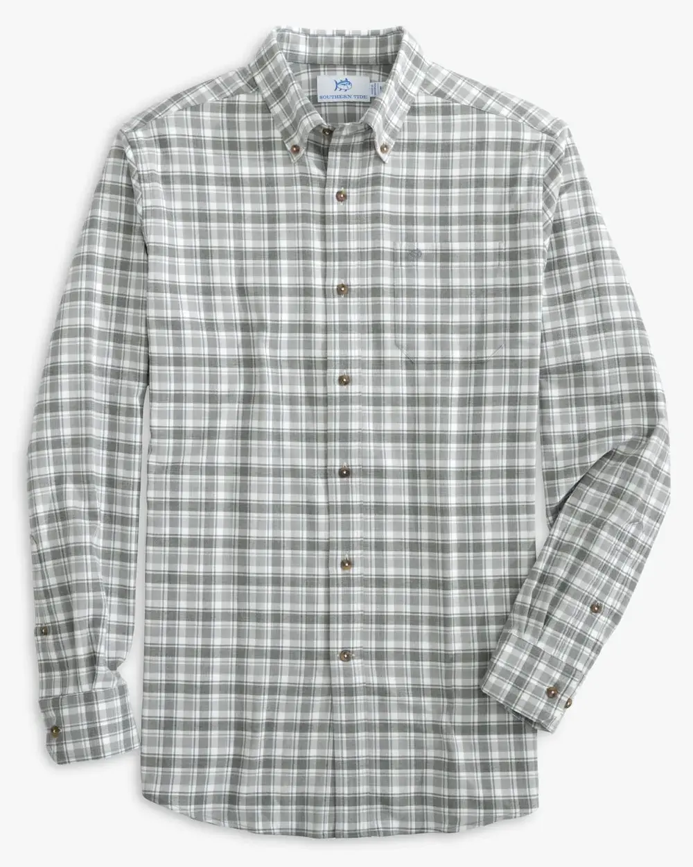 Men's Long Sleeve Intercostal Flannel Chipely Plaid Hthr Sportshirt 1