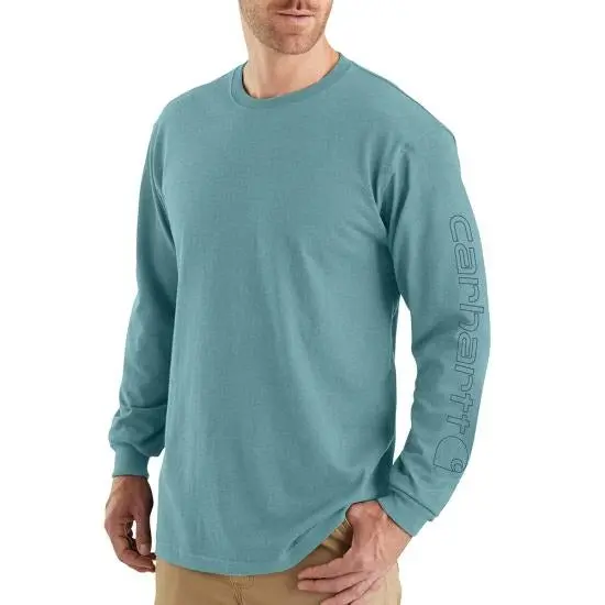 Men's Loose Fit Heavyweight Long-Sleeve Logo Sleeve Graphic T- Shirt 1