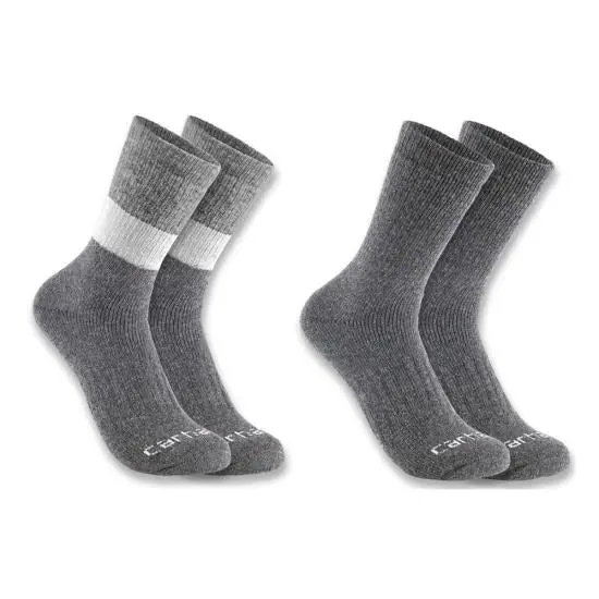 Midweight Synthetic-Wool Blend Colorblock Crew Sock 2 Pack 1