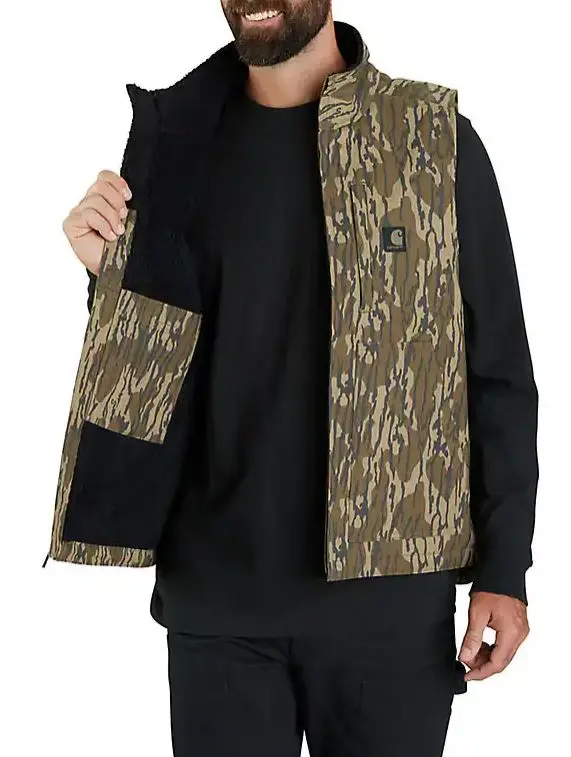 Rugged Flex Duck Loose Fit Sherpa-Lined Camo Mock-Neck Vest 4