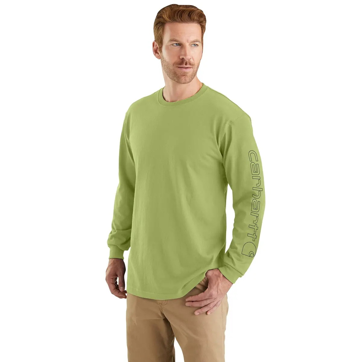 Men's Loose Fit Heavyweight Long-Sleeve Logo Sleeve Graphic T-Shirt 1