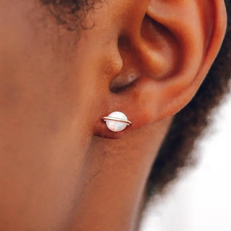 Opal Saturn Stud Earrings 2