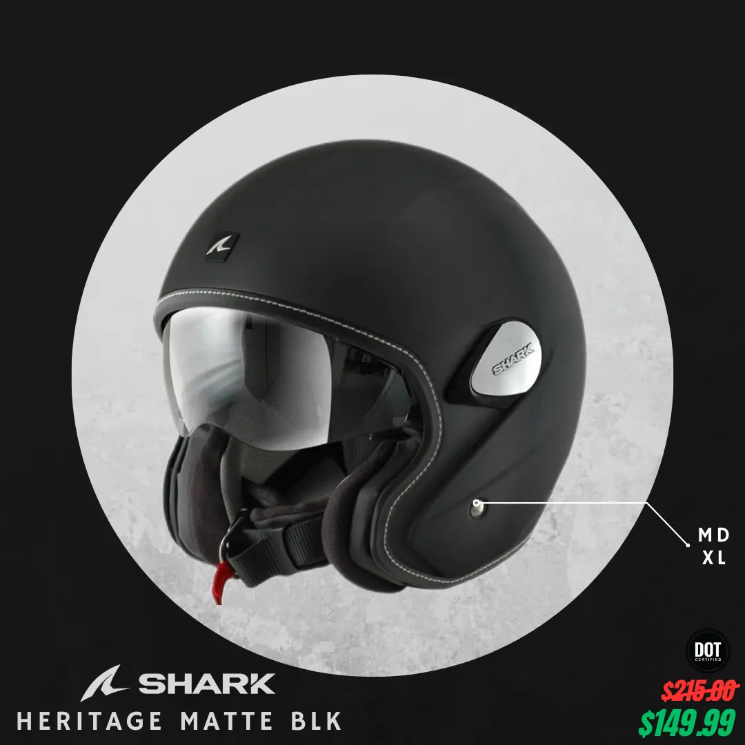 Casco Shark Heritage Blank Matte Black 1