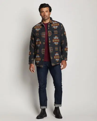 Men's Jacquard Sherpa Lined Shirt Jacket 1