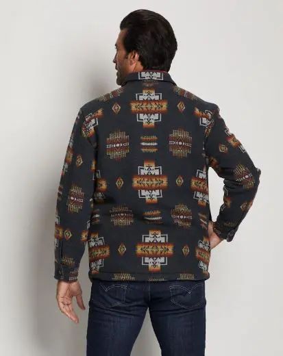 Men's Jacquard Sherpa Lined Shirt Jacket 3