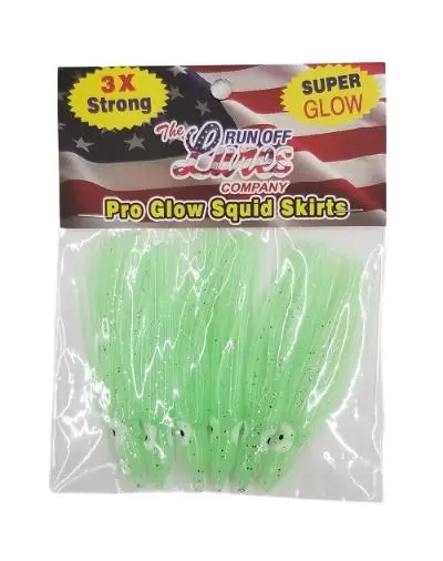 Small Pro Glow Squid Skirts - 3" (6 Pack) 1