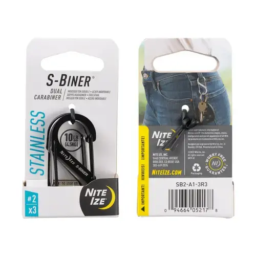S-Biner Stainless Steel Dual Carabiner #2 3Pk 1