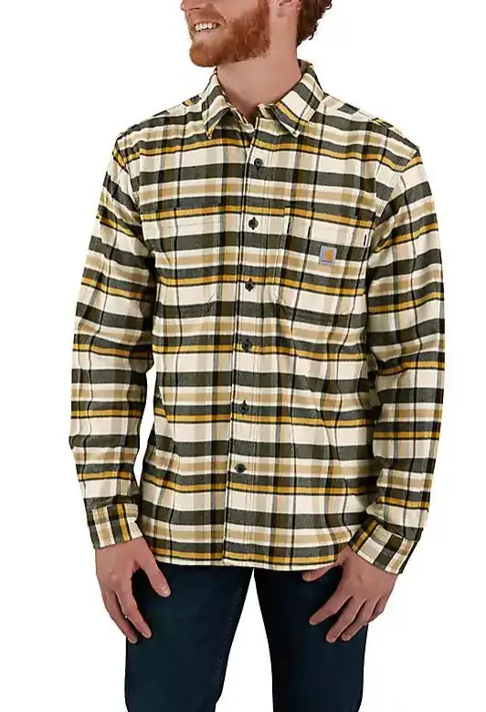 Relaxed Fit  Midweight Flannel Long-Sleeve Plaid Shirt 1