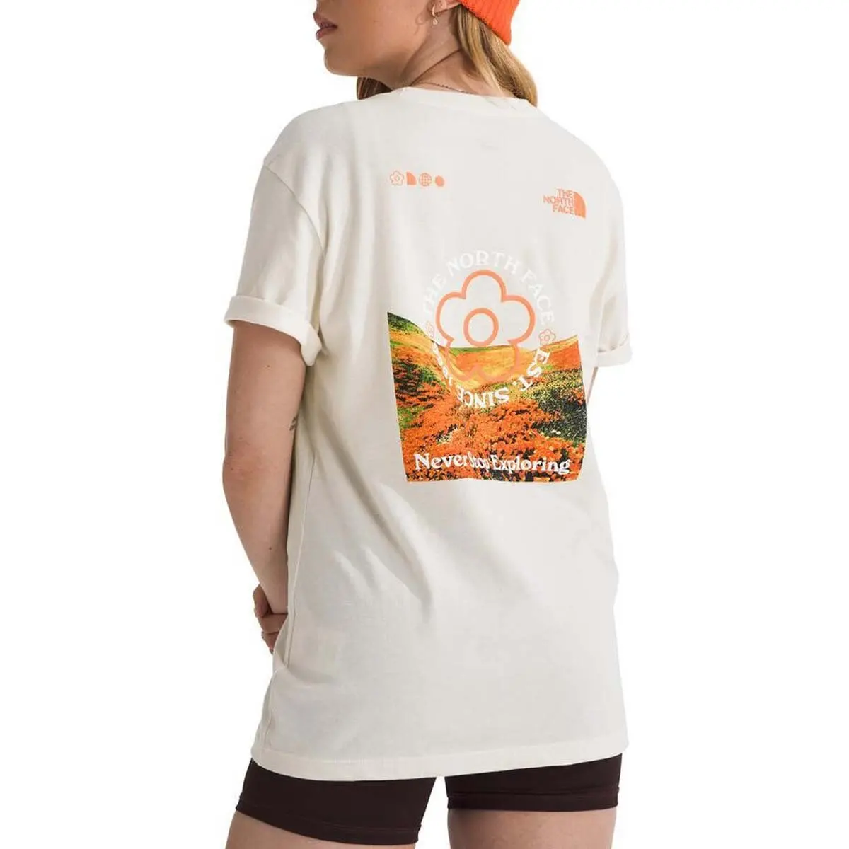 Women's Short-Sleeve Strange Colorful World Flower Field Graphic Tee 1