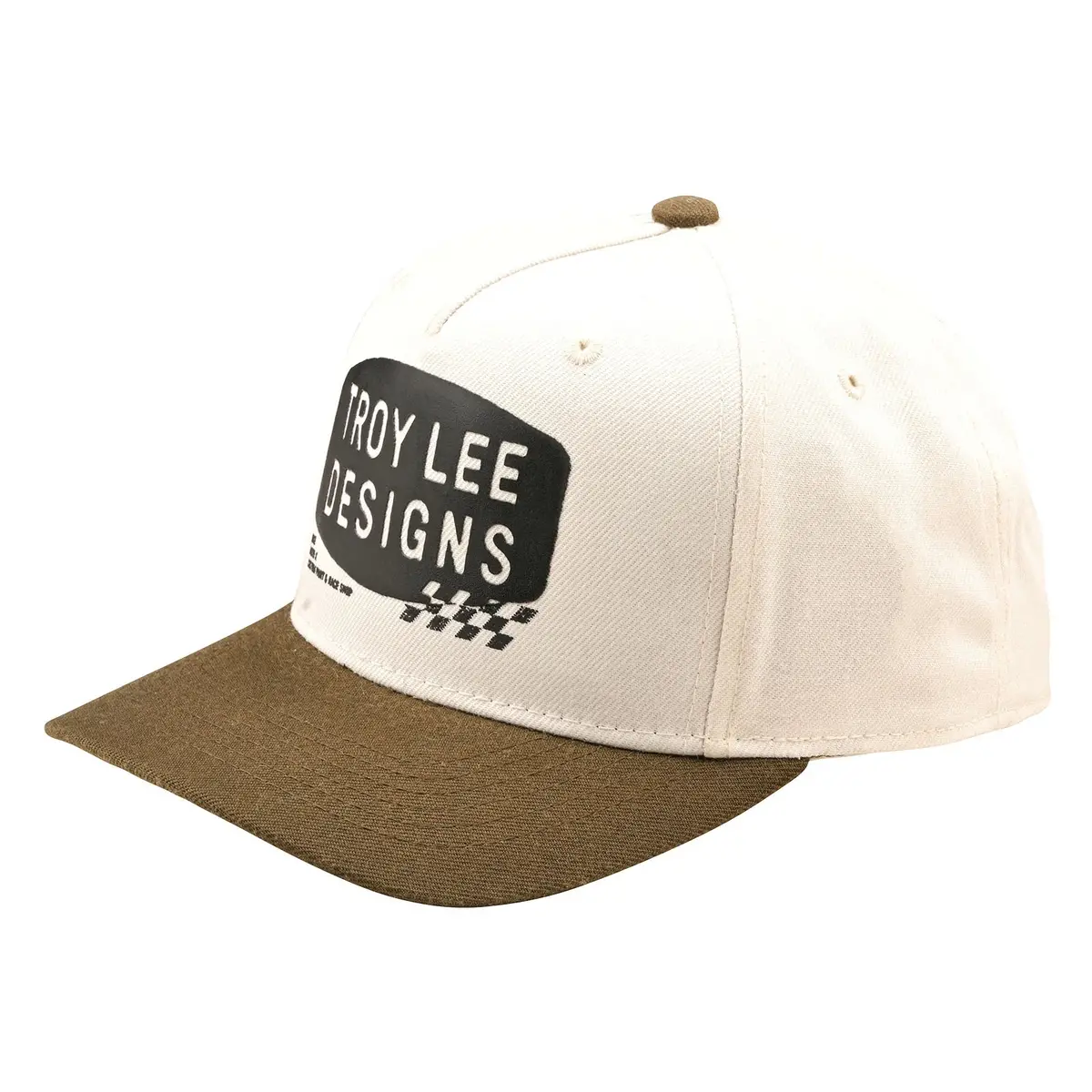 Gorra Troy Lee Designs 2025 Curved Snapback Hat Stamp White/Olive Vintage 1