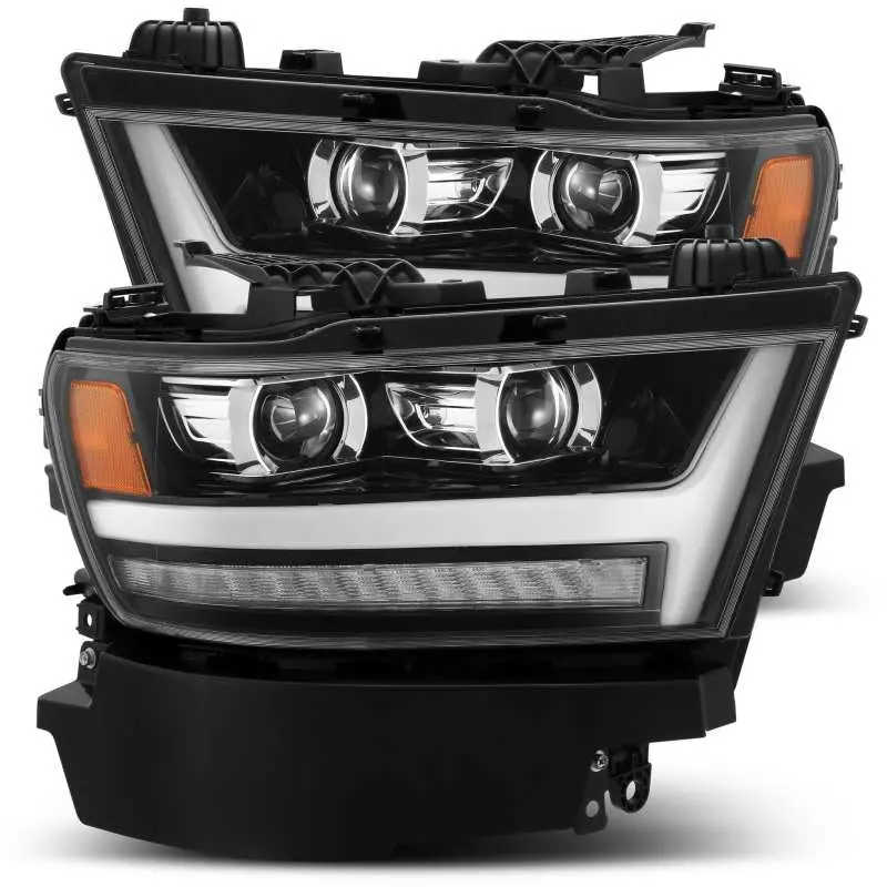 Alpharex Luxx Led Projector Headlights – Jet Black Housing, Sequential Turn Signals & Drls, Fits 2019–2020 Dodge Ram 1500 1
