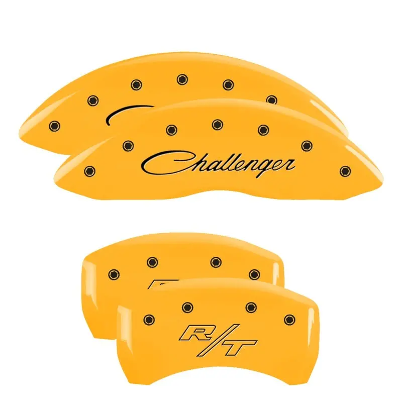Mgp Engraved Caliper Covers With Stripes – Front & Rear, Yellow Finish With Black Chrome, Fits 2006 Dodge Charger 1