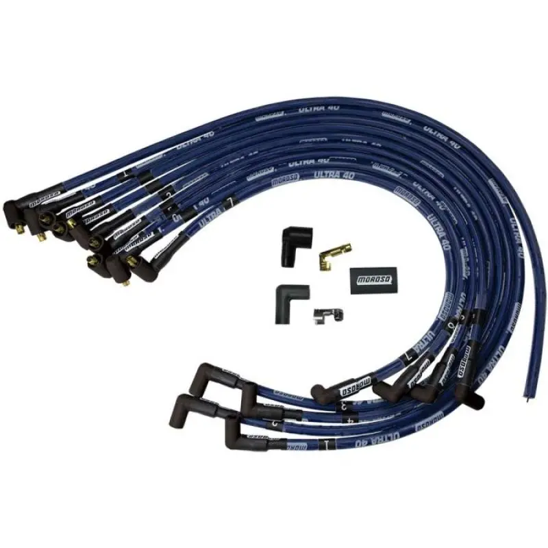 Moroso Ultra 40 Ignition Wire Set – Blue, Non-Hei, 90° Boots, For Chevrolet Small Block Engines 1