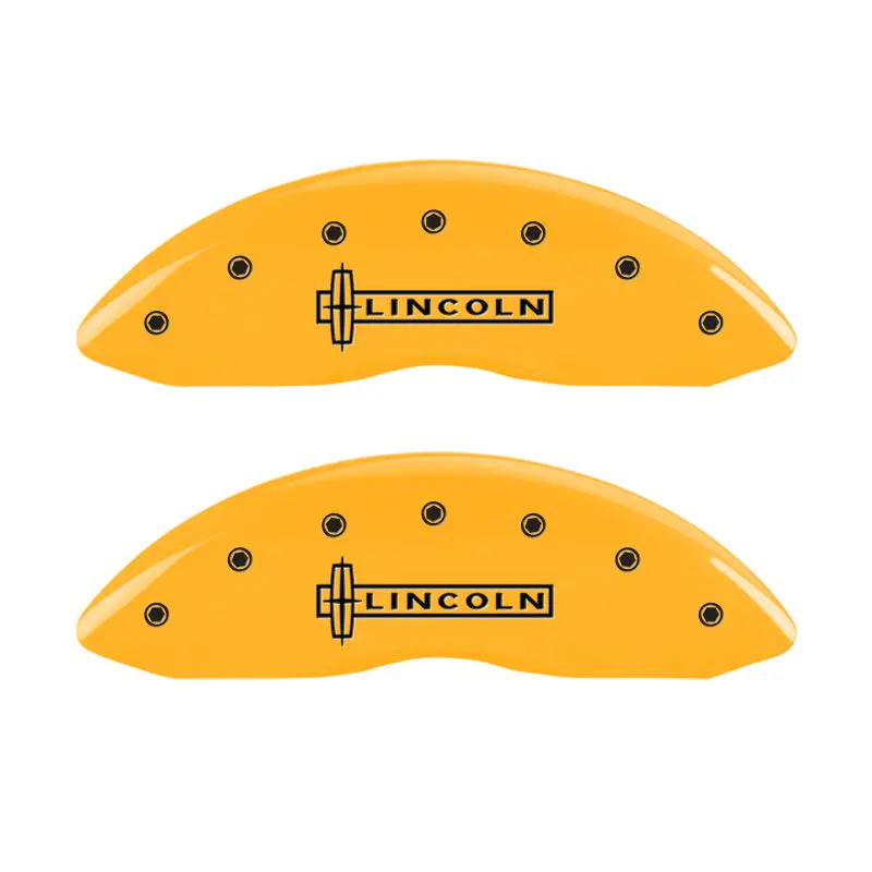 Mgp Engraved 4-Piston Caliper Covers For 2017 Lincoln Mkz — Yellow Finish With Star Logo, Front & Rear 1