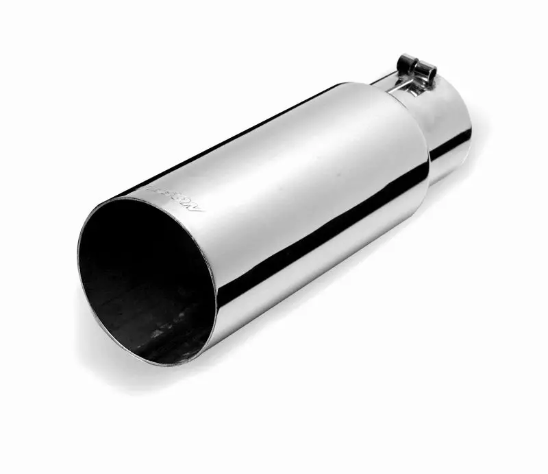 Gibson Stainless Steel Exhaust Tip — 4" Outer Diameter, 2.5" Inlet, 12" Length, Rolled Edge With Angle-Cut Design 1