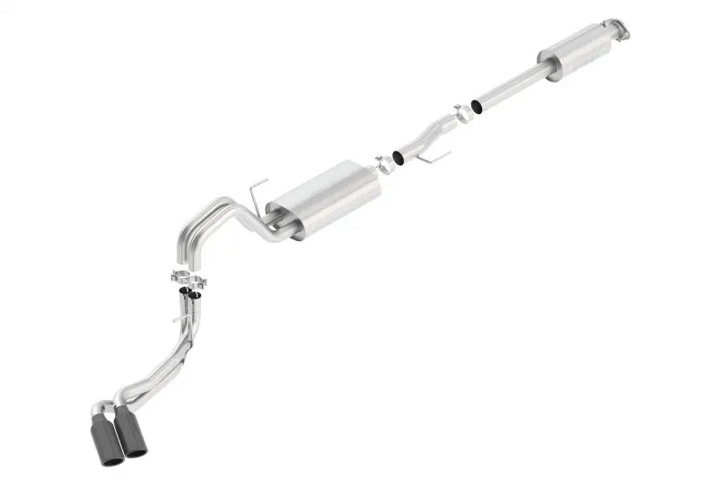 Borla Cat-Back Exhaust System For 2015–2017 Ford F-150 – Compatible With 2.7L/3.5L V6 & 5.0L V8, 2Wd/4Wd, Black Chrome Angle-Cut Side Exit 1