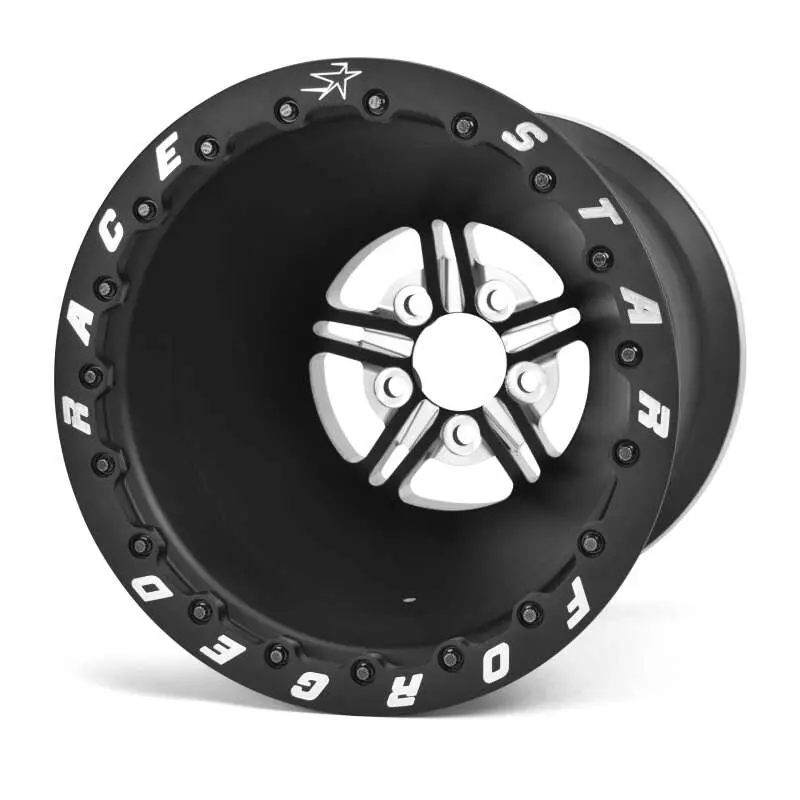 Race Star 63 Pro Forged 15X15 Inch Drag Wheel — 5X5" Backspacing, Black Anodized/Machined 1