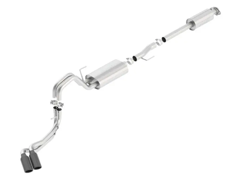 Borla Cat-Back Exhaust System For 2015–2017 Ford F-150 – Compatible With 2.7L/3.5L V6 & 5.0L V8, 2Wd/4Wd, Black Chrome Angle-Cut Side Exit 2