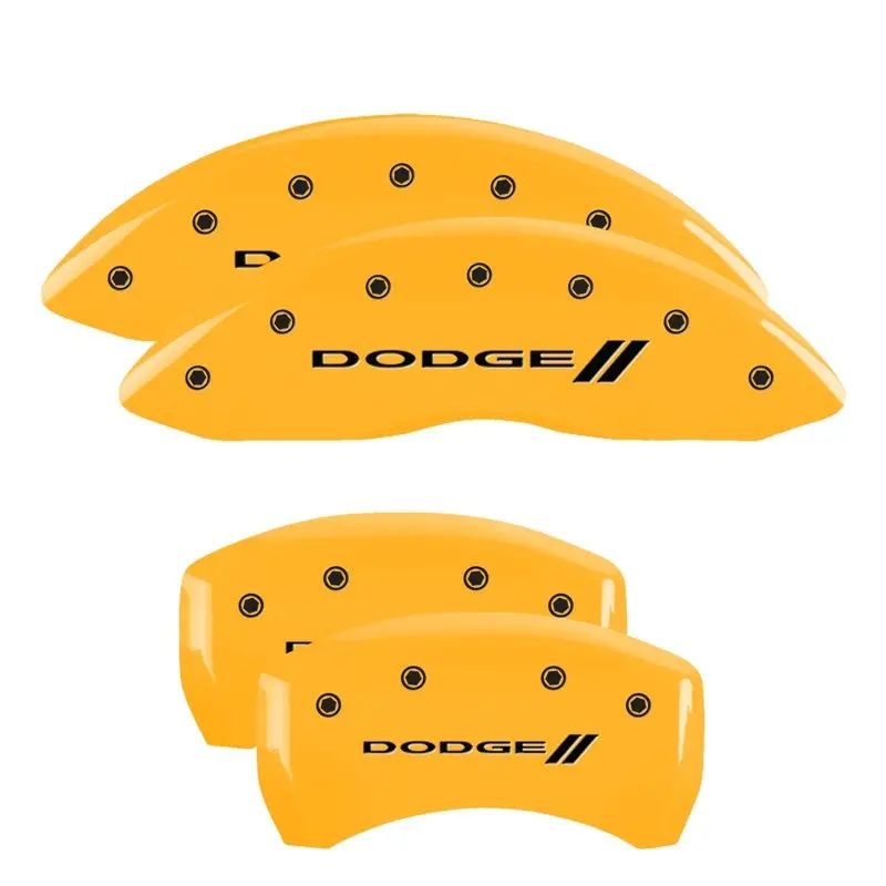 Mgp Engraved Caliper Covers With Stripes – Front & Rear, Yellow Finish With Black Chrome, Fits 2006 Dodge Charger 2