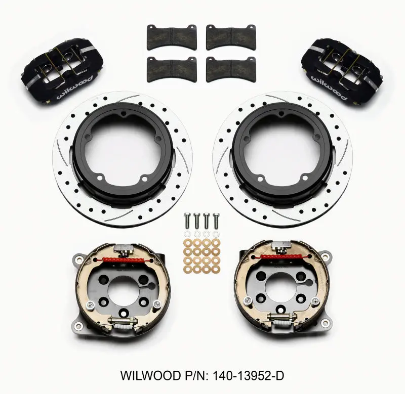 Wilwood Dynapro Low-Profile Parking Brake Kit – 11-Inch Drilled Rotor, Strange Engineering Floater Hub, 3.49-Inch Offset 1