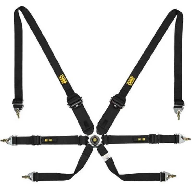 Omp Fia 8853-2016 Certified 2-Inch Convertible Racing Harness — Black Pull-Up/Pull-Down Design 1